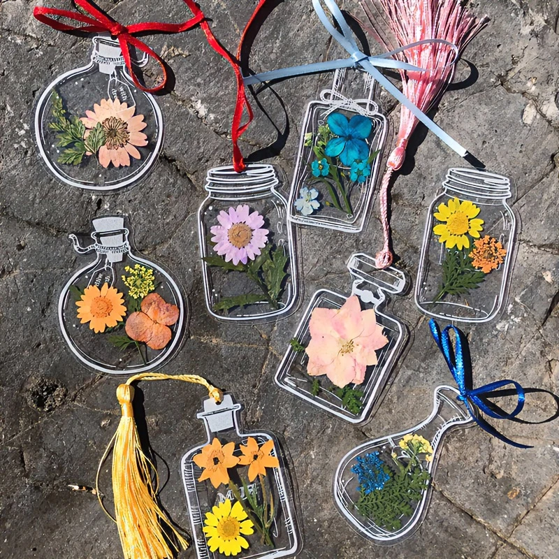 干花书签手工diy材料瓶子里的春天童年收集册透明树叶标本塑封膜