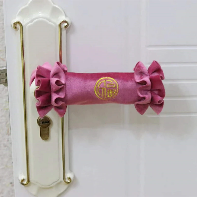 绒布拉手套入户门把可印LOGO房门手保护套手套门把保暖防静电家用