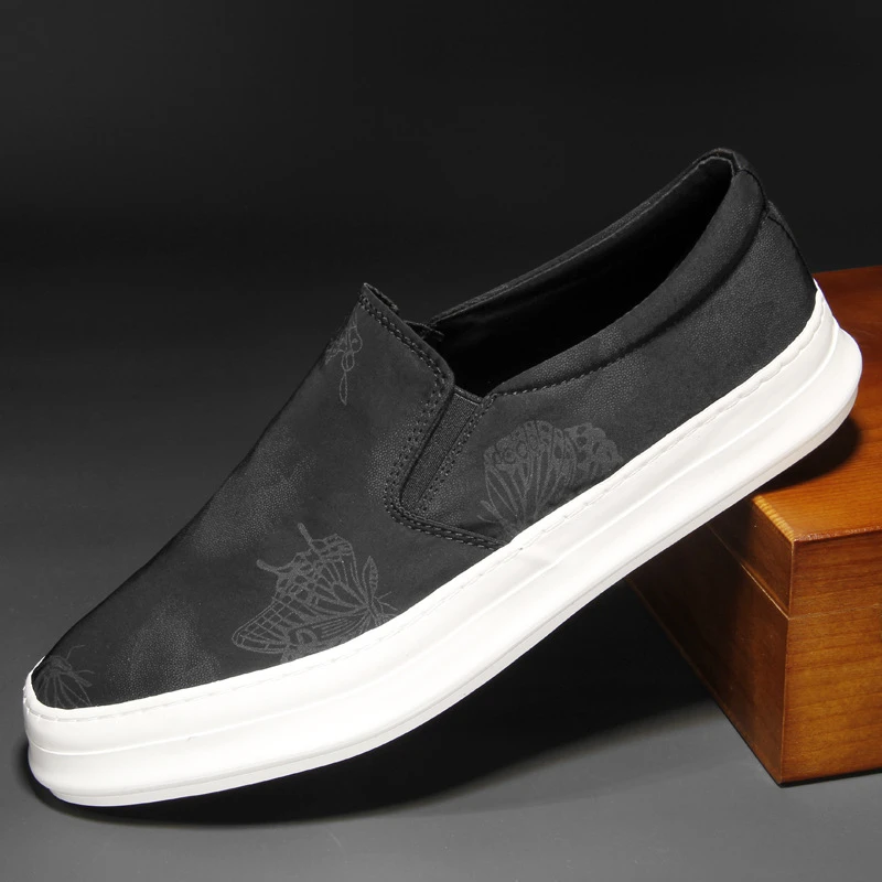 休闲舒适板鞋男鞋时2024年经典一脚蹬透气低帮帆布耐磨春秋季新款