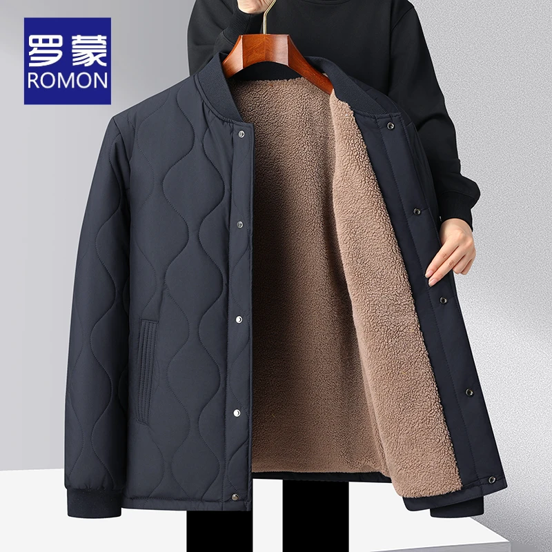 罗蒙冬季棉服外套中老年男士休闲保暖立领棉衣中年男装上衣爸爸装