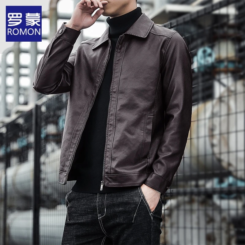 罗蒙【主推款】皮衣男款春秋季中青年潮流机车服皮夹克皮外套男
