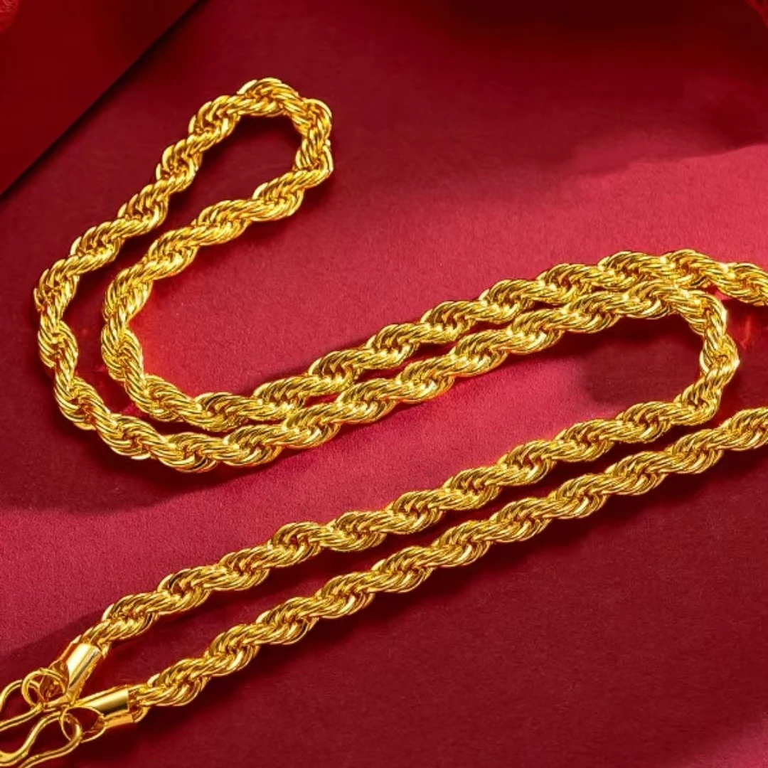 合金项链 新款【麻花项链】男士编织时尚男款潮流经典百搭金色