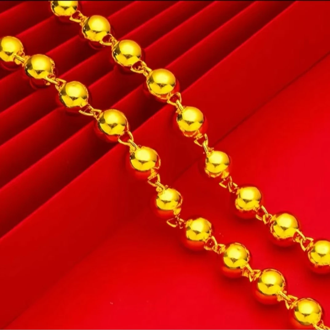 合金项链 新款【圆珠项链】男女同款时尚光面光珠素款亮面百搭经典