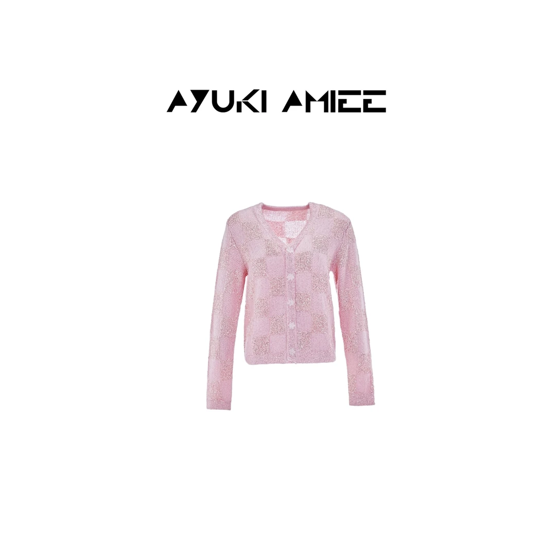 Ayuki Amiee【金粉世家】粉色V领毛织外套ATAD41G09037