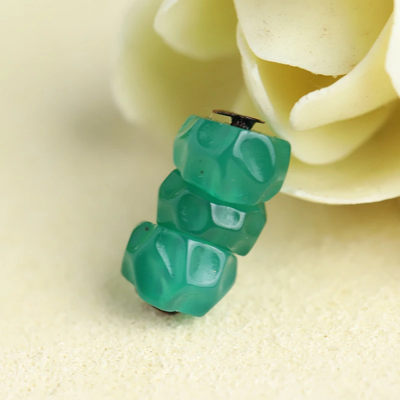 阳绿色5-7mm无相斜切大肠配饰精工百搭菩提星月文玩配饰