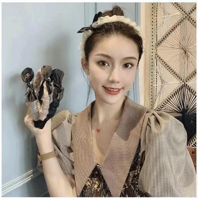 非金属布艺发饰 网纱小香风欧根纱发箍百搭头箍韩国甜美森系超仙