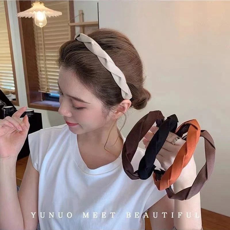 布艺发饰 夏天高级感编织发箍雅高颅顶压发头箍简约洗脸发卡新款