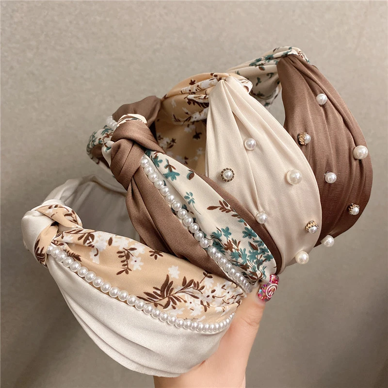 韩国甜美外戴时尚女简约气质压发淑女发卡宽边布艺交叉发箍头饰品