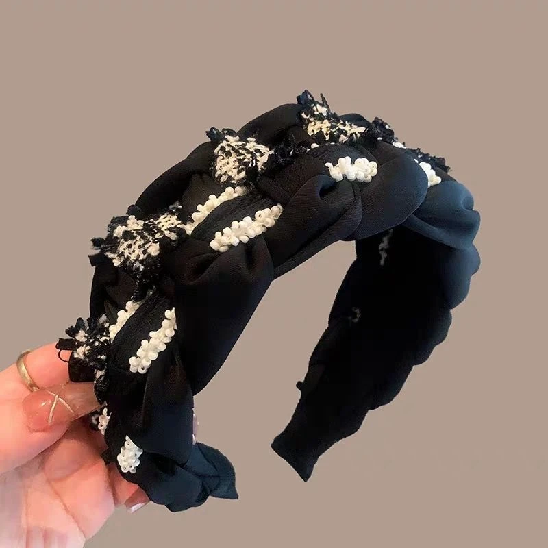 非金属布艺发饰 2023春季新款小香风发箍编织头箍百搭高级感发卡