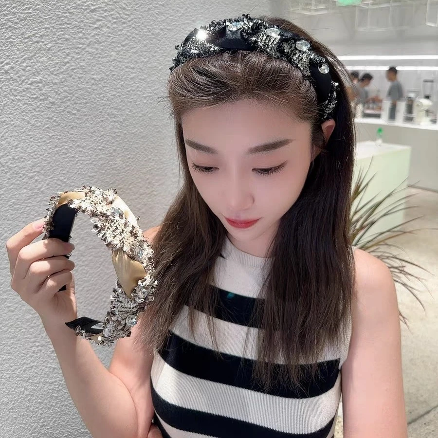 气质宽边麻花发箍毛边闪钻网红高颅顶头箍洋气百搭韩式发卡头饰
