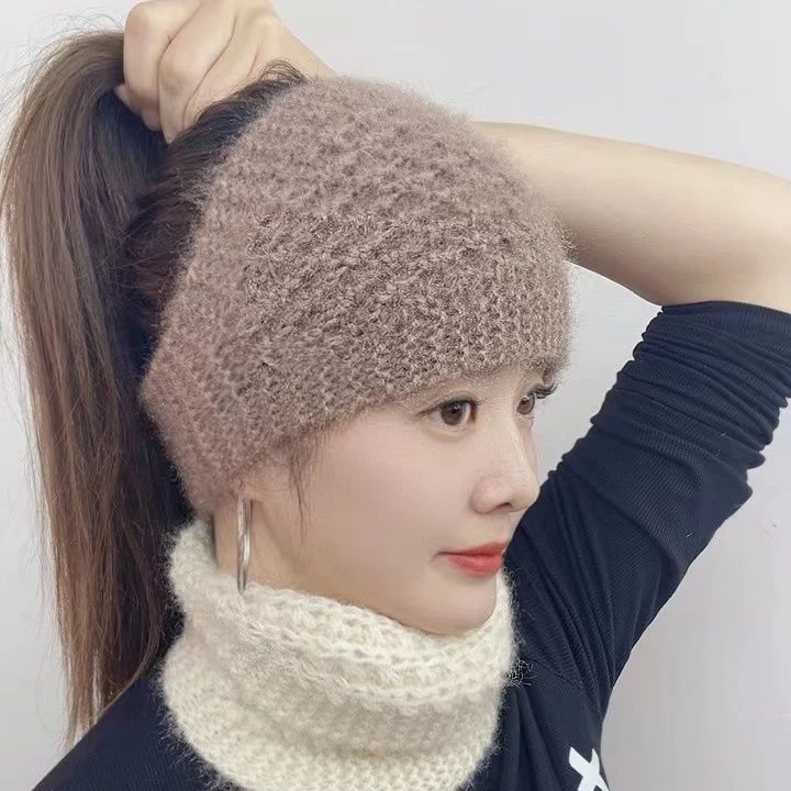 菠萝花宽边发带韩版遮白头发带帽子女新款针织保暖头套护头发箍
