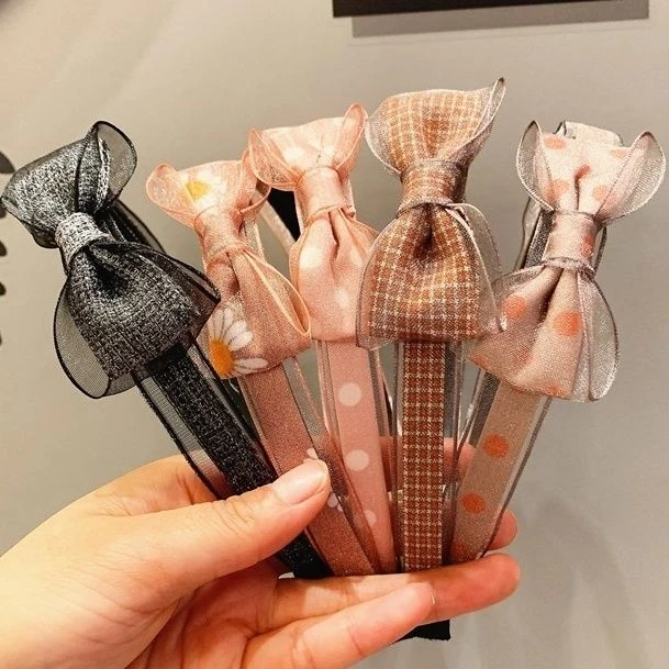 布艺发饰 儿童发卡发箍带齿防滑女童蝴蝶结头饰发夹简约压发头箍