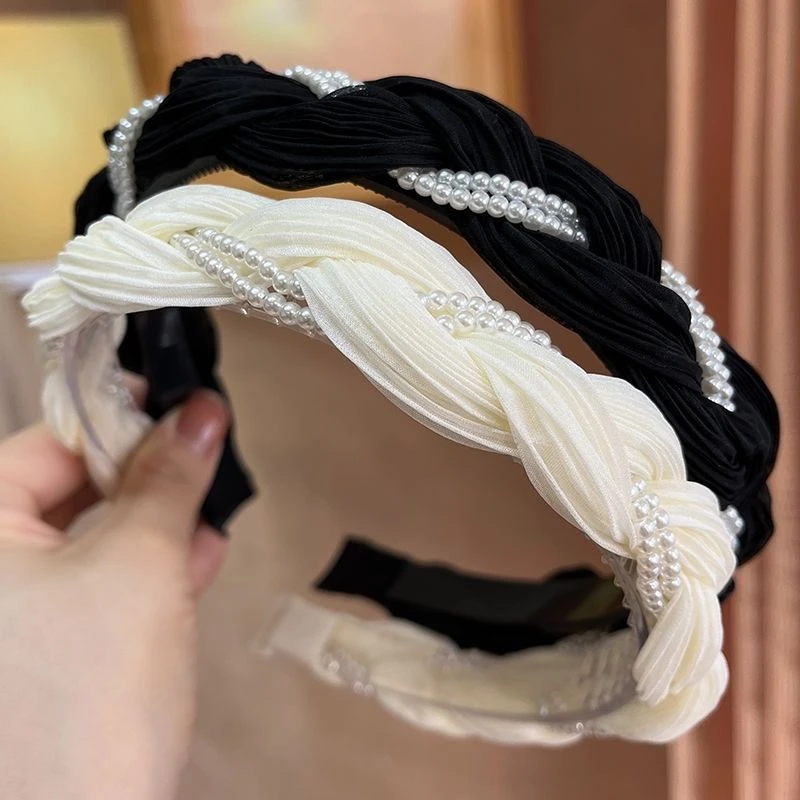 2新款高颅顶麻花辫子发箍网红轻奢法式气质女头箍压发卡发捆头饰