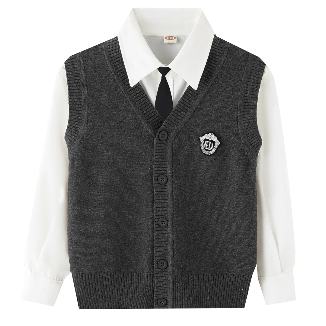 儿童针织马甲开衫男童女童宝宝毛衣背心春秋薄款男孩毛线坎肩马夹