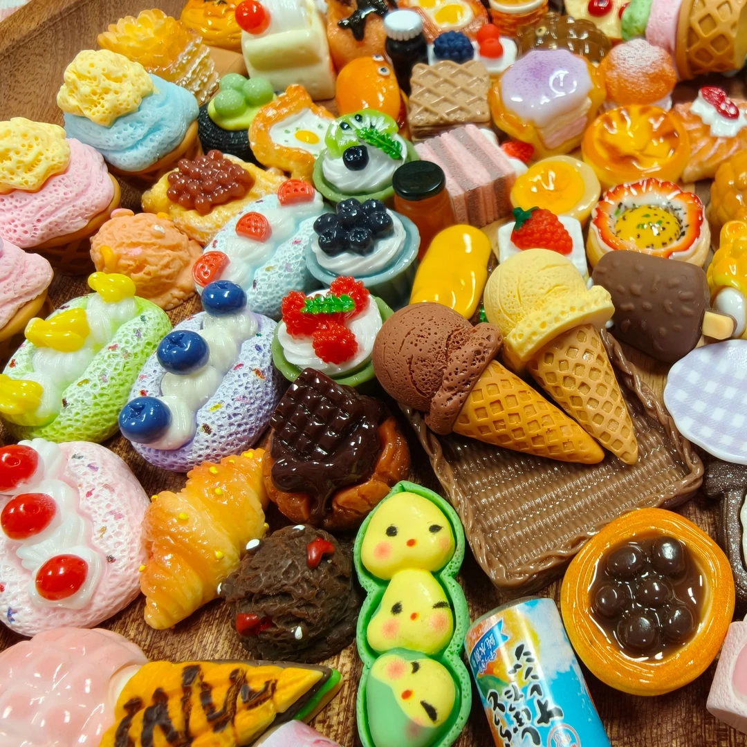 （直播代拆）微缩食玩面包炸鸡树脂配件混装diy奶油胶手工制作