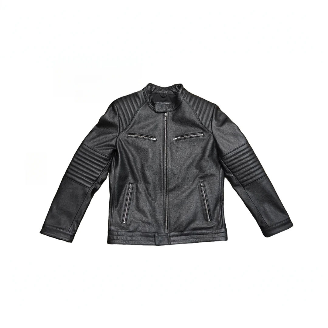 HUGJKS/惑格春秋头层牛皮多伦机车修身时尚百搭短款男士真皮衣