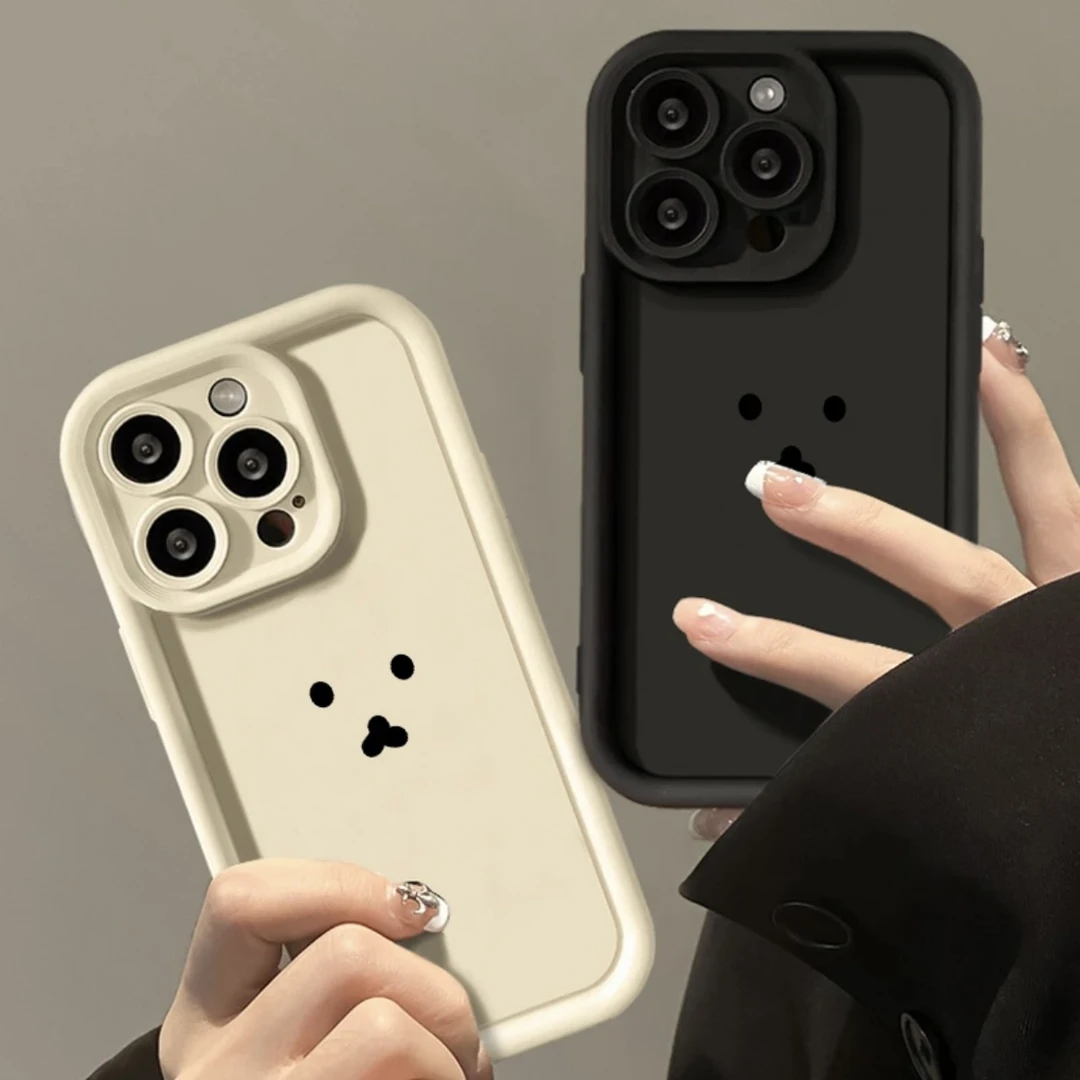 简约熊iphone手机壳13硅胶15plus高级感苹果14pro防摔xsmax女11