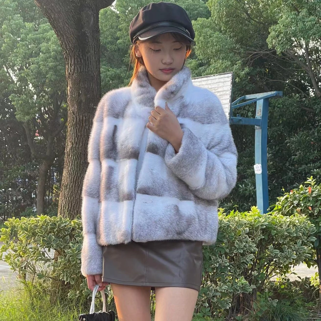 2024新款冬季女进口皮草整貂十字貂立领貂皮大衣