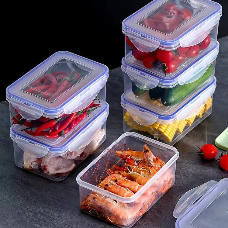 冰箱保鲜盒家用食物收纳盒塑料微波炉饭盒密封储物盒子透明长方形