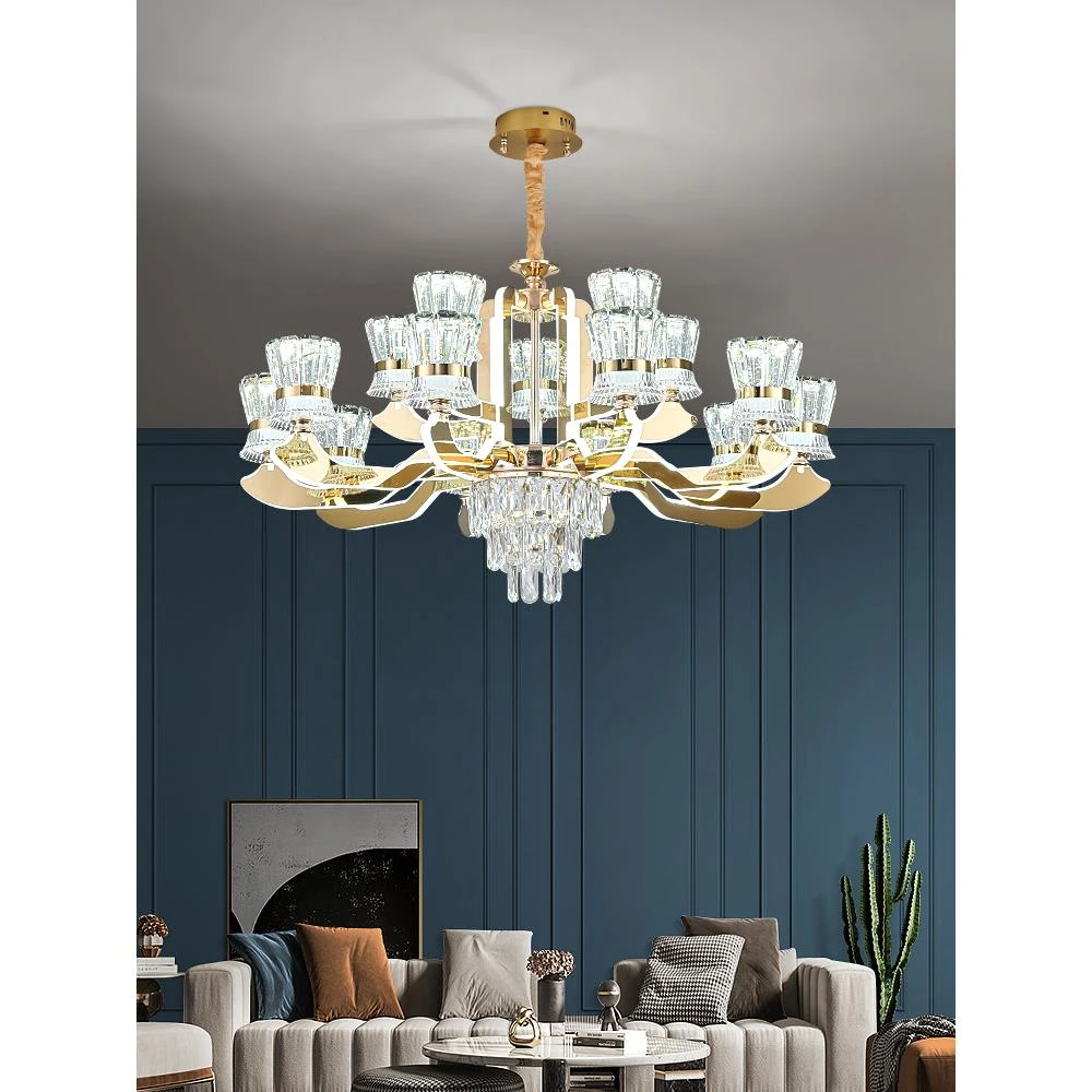 轻奢水晶吊灯客厅灯2025年新款北欧现代简约餐厅灯臂发光欧式灯具