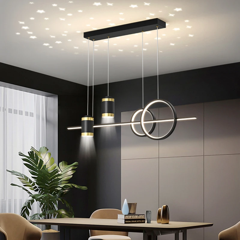 餐厅吊灯2025新款一字现代吧台灯大气高级感轻奢创意极简星空灯