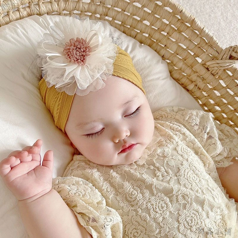 婴儿发带夏季薄款女宝宝护卤门帽子纯棉公主可爱萌洋气新生儿胎帽