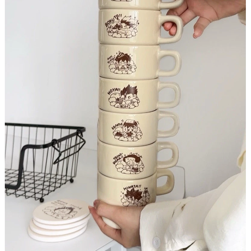 排球少年陶瓷马克杯情侣杯闺蜜礼物办公室家用可爱叠叠杯