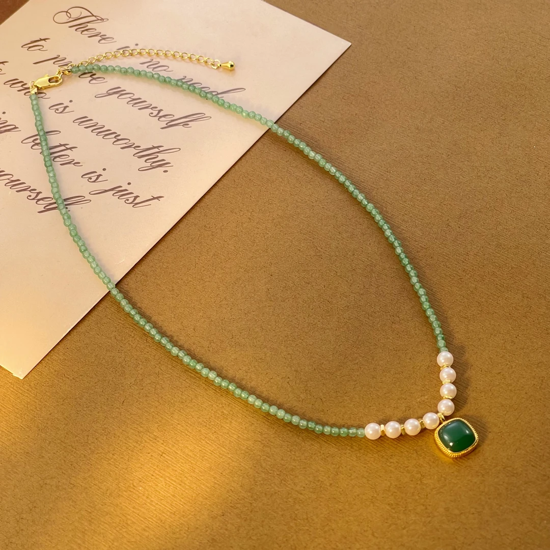 薄雾青松项链A126时尚简约铜合金合成立方氧化锆