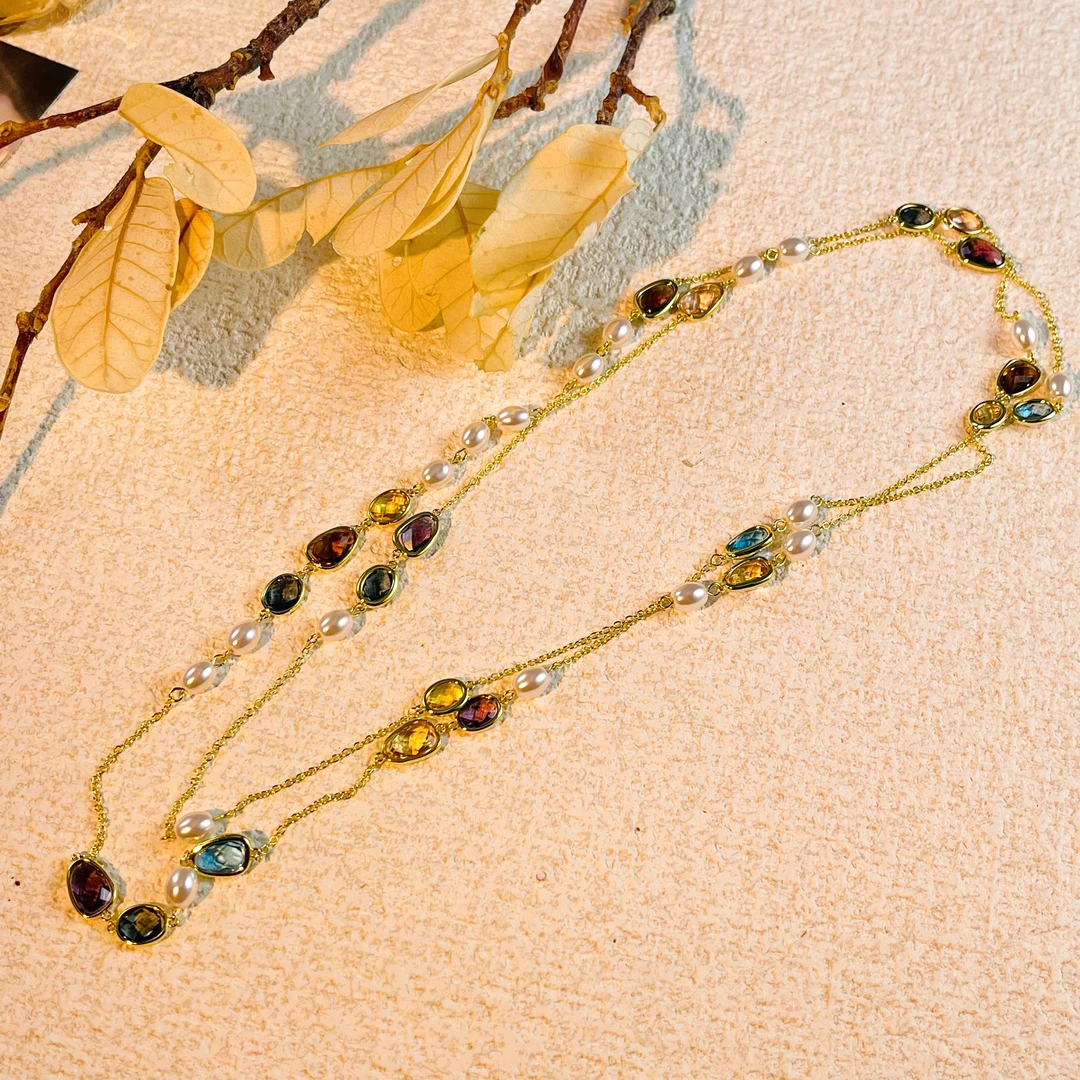 铜合金亚克力项链 铜合金千城暮雪项链N240时尚简约百搭好看