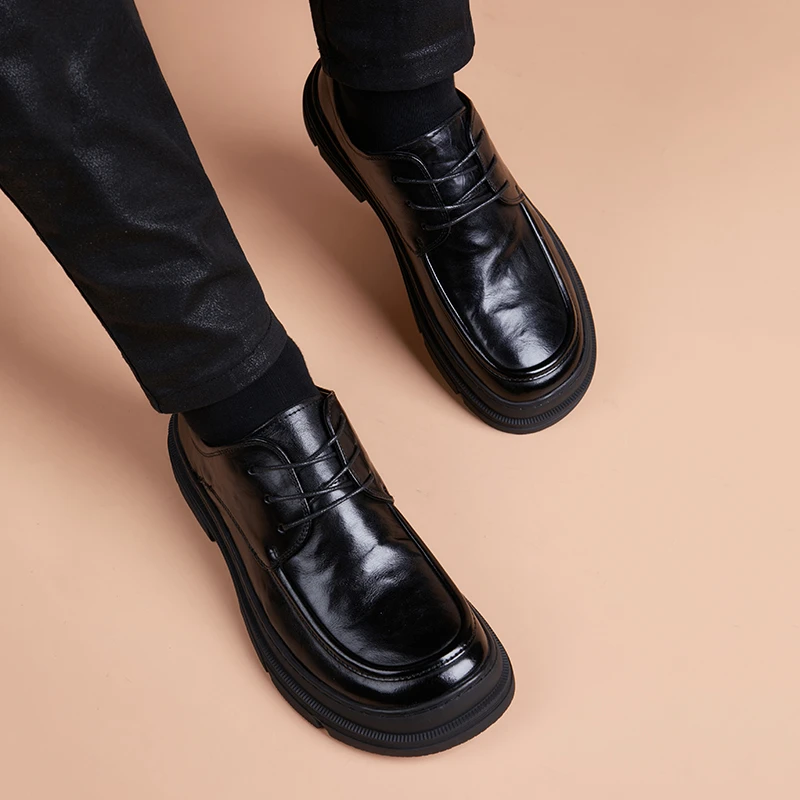 男士皮鞋头层牛皮2025新款爆款正品商务休闲软皮软底轻便黑色透气
