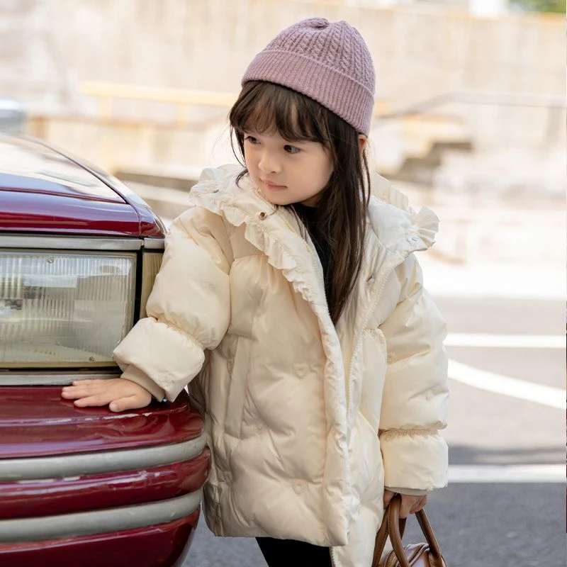巴拉宝宝羽绒服女2023新款女童外套冬装保暖加厚立体刺绣韩版洋气