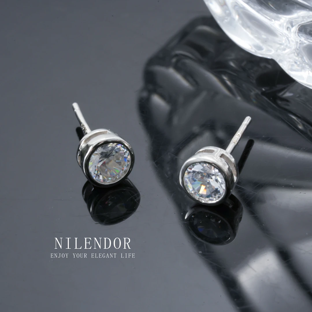 NILENDOR/昵兰 925银合成锆石耳饰 ES-646时尚经典简约百搭耳钉