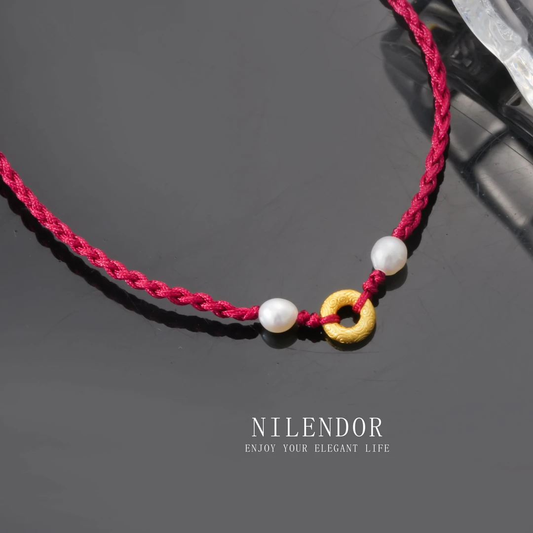 NILENDOR/昵兰 足银布艺手链 SL-91时尚百搭民族风祥云平安扣手绳