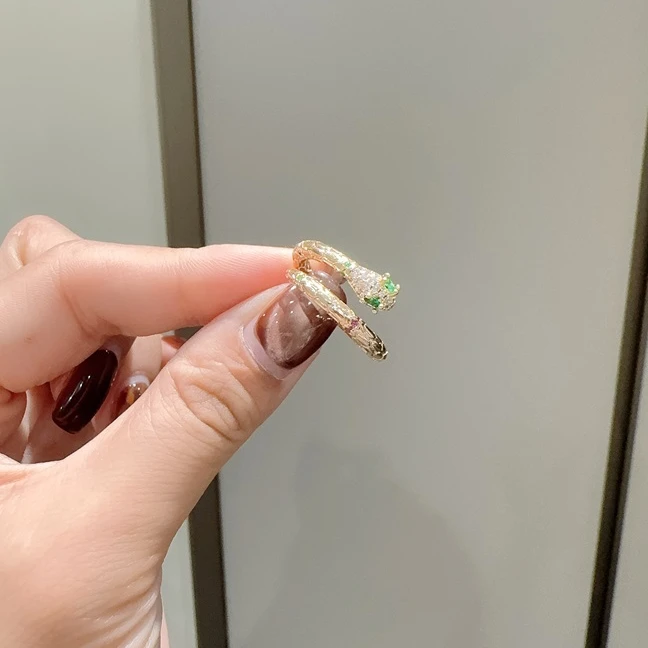 铜合金合成锆石戒指 D-17时尚气质个性镶钻蛇戒指