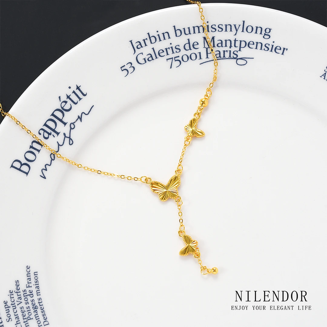 铜合金项链 XL-161民族风百搭镭射蝴蝶流苏项链