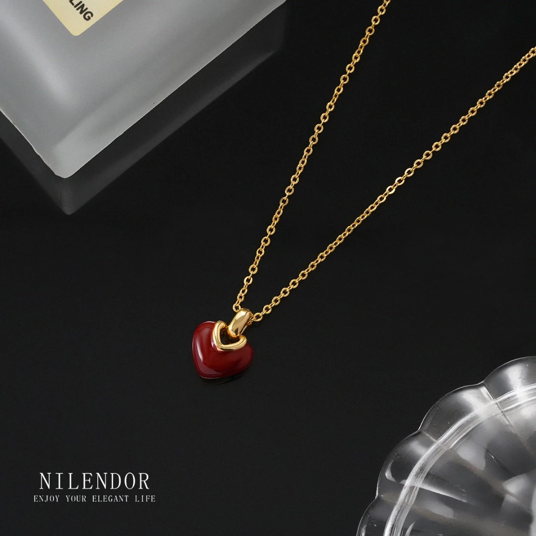 铜合金项链 XL-370时尚气质小众红色爱心百搭项链