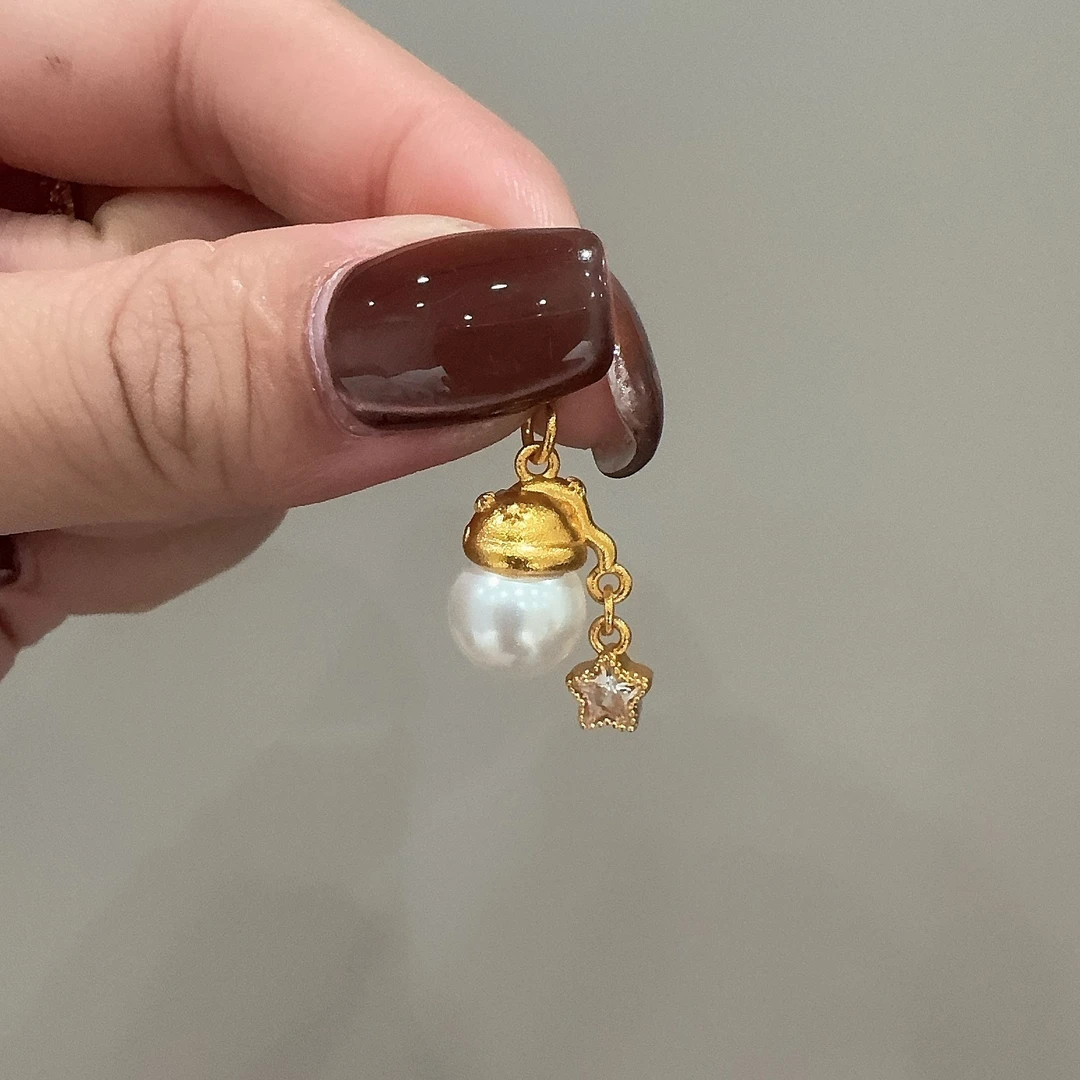 铜合金合成锆石吊坠 XL-609珠珠圣诞星星帽吊坠
