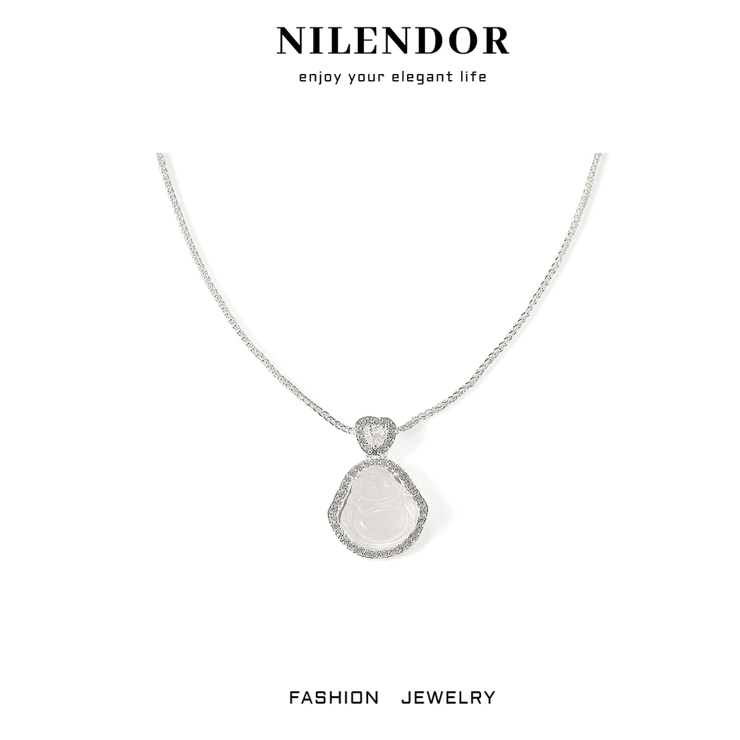NILENDOR/昵兰 铜合金项链 XL-491时尚轻奢气质佛公满镶百搭项链