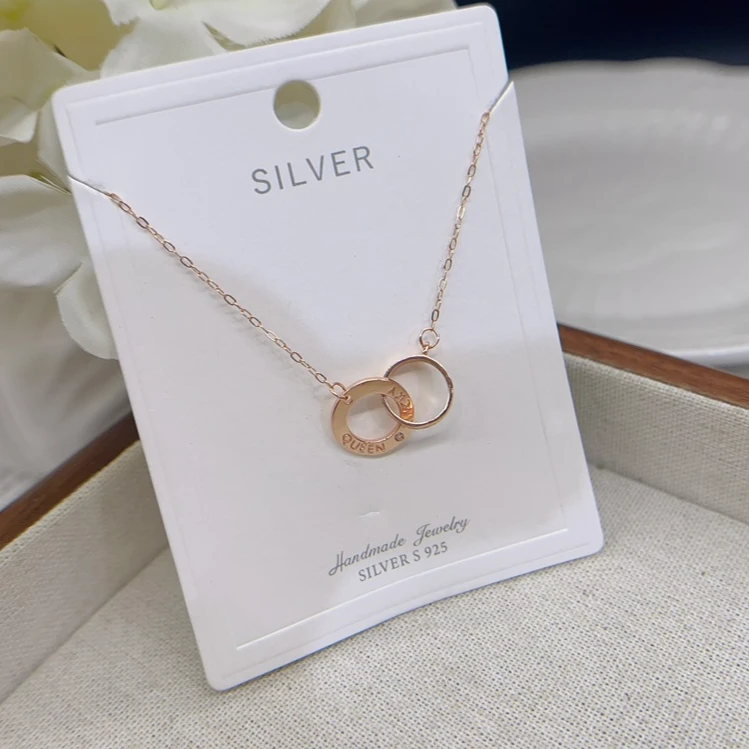 NILENDOR/昵兰 坠链均925银合成锆石 A11经典时尚环环相扣项链