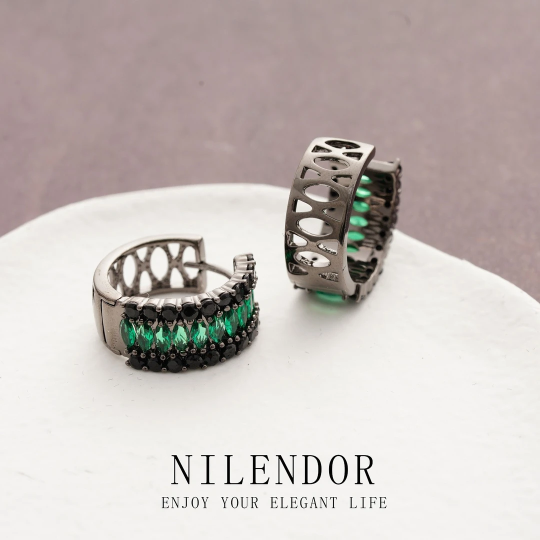 NILENDOR/昵兰ES-421轻奢精致绿色圆形耳环