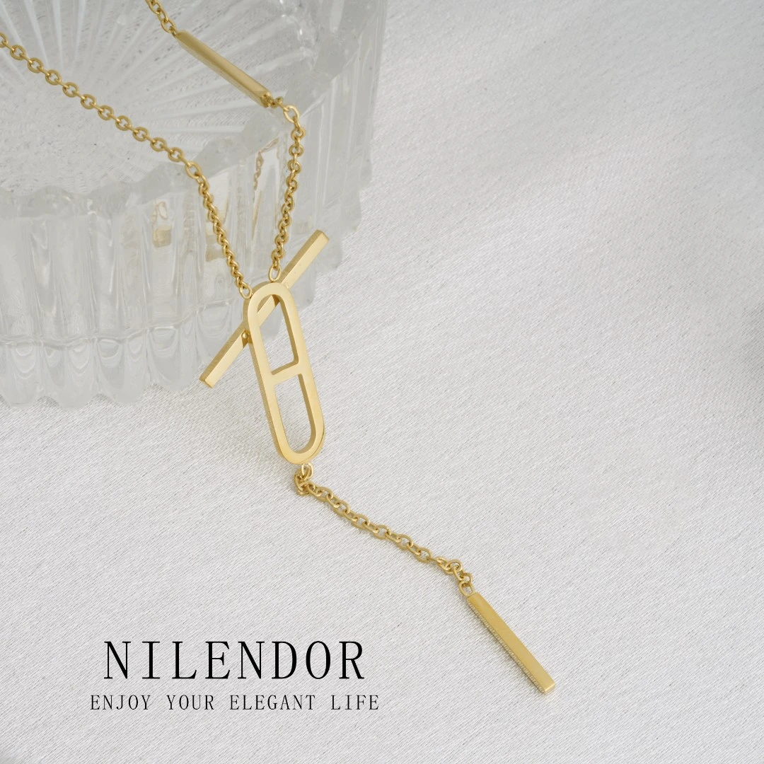 NILENDOR/昵兰 钛钢项链 XL-264欧美轻奢小众设计感猪鼻子ins项链