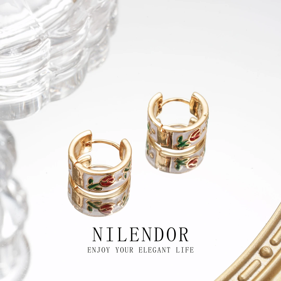 NILENDOR/昵兰 铜合金耳饰 ES-96简约甜美精致郁金香耳扣耳饰