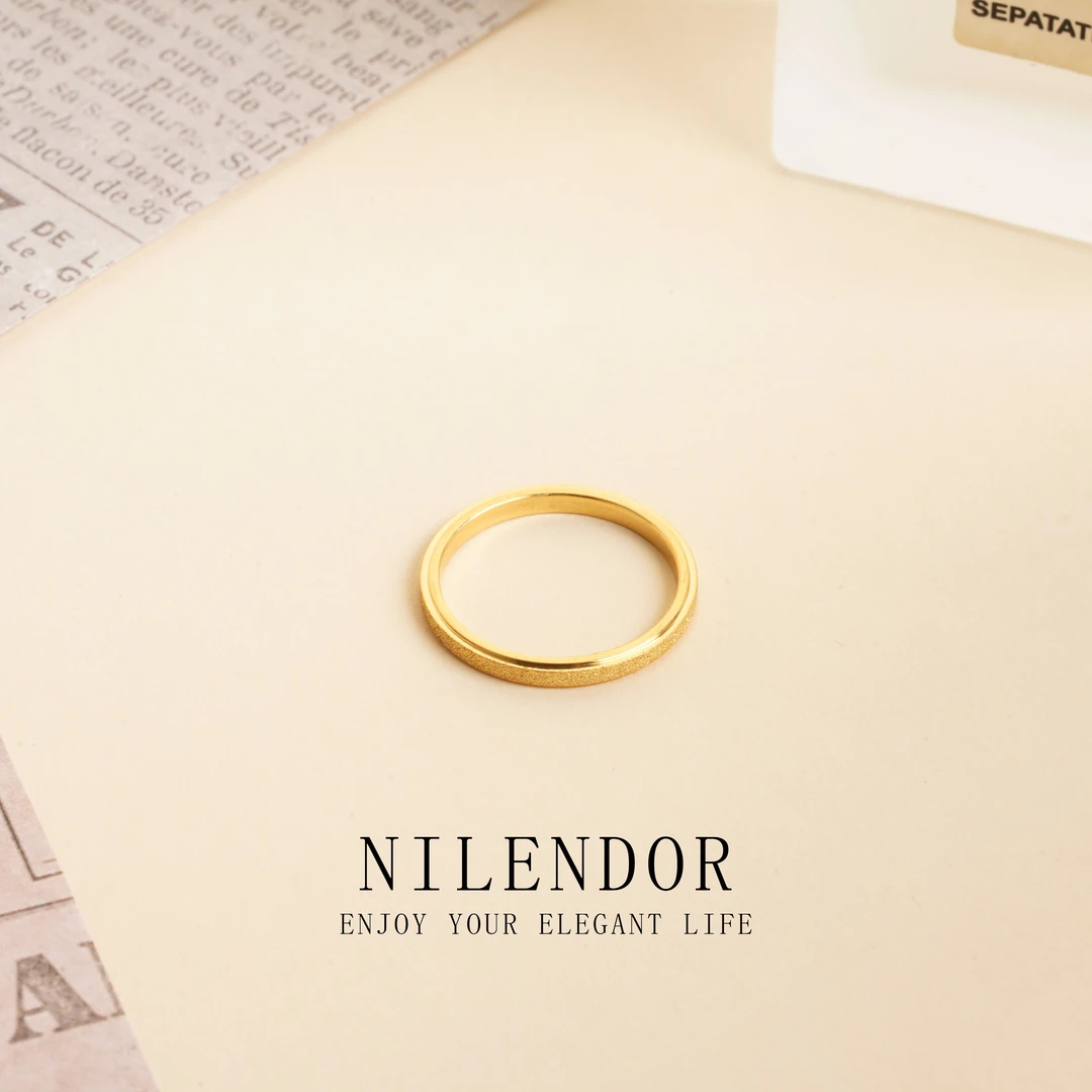 钛钢戒指 NILENDOR/昵兰Z-12简约时尚百搭经典磨砂窄版素圈戒指