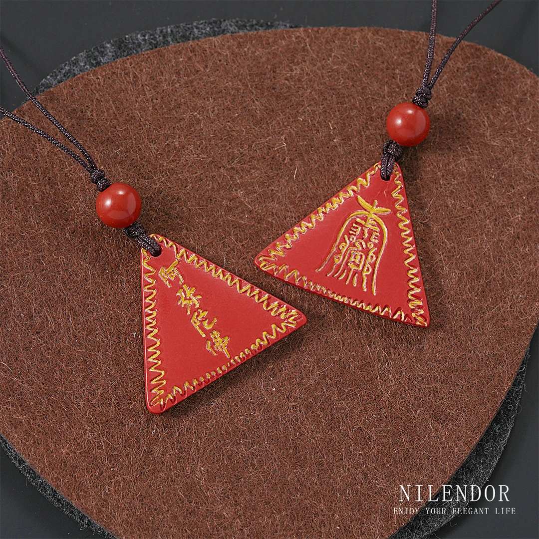 NILENDOR/昵兰 天然辰砂SL-188天然高含量朱砂三角牌吊坠挂饰