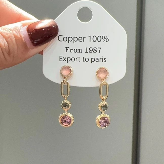 NILENDOR/昵兰 铜合金合成锆石耳饰 ES-498时尚气质复古彩色耳钉