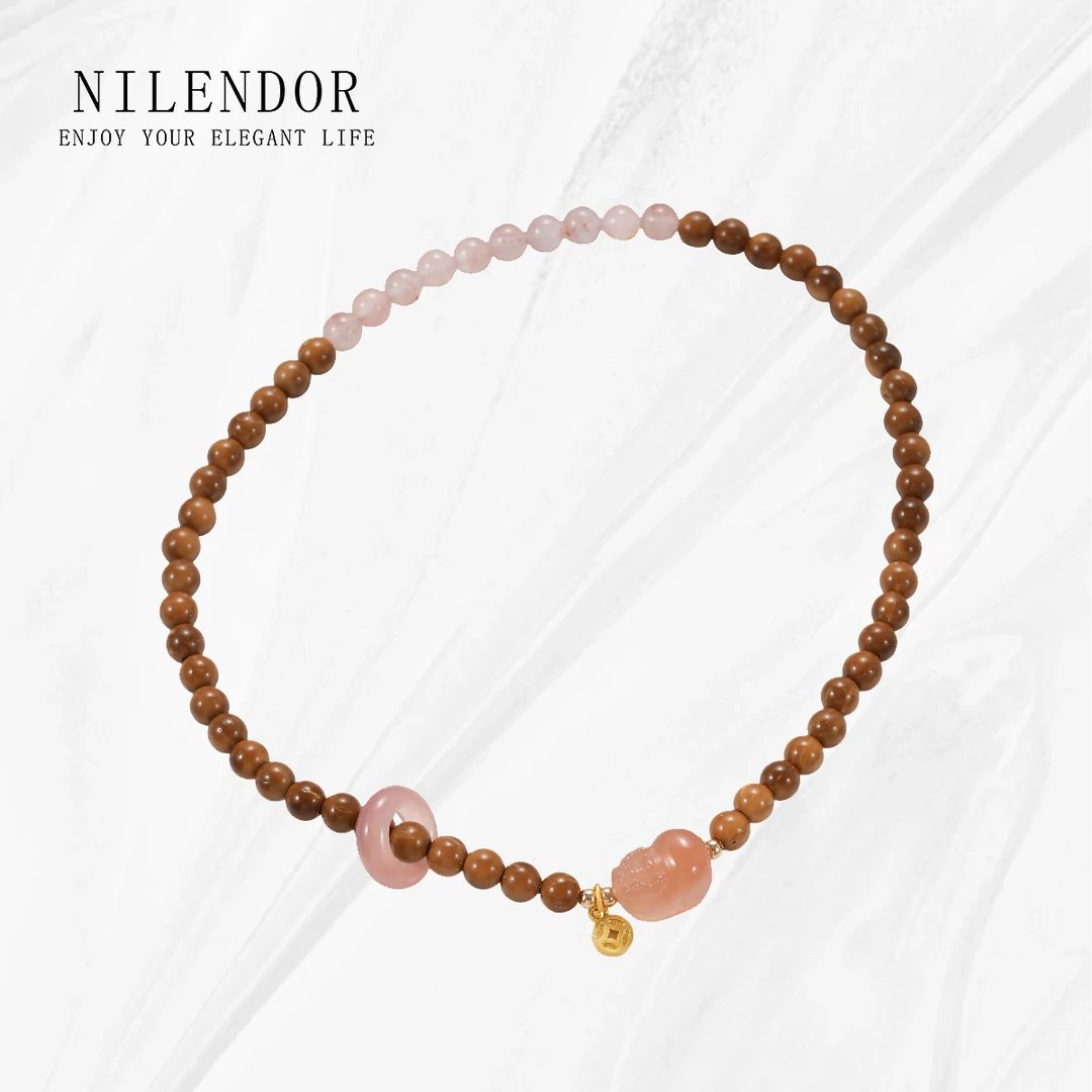 NILENDOR/昵兰 非金属木质手链 SL-59粉色青山黛库克多圈手链