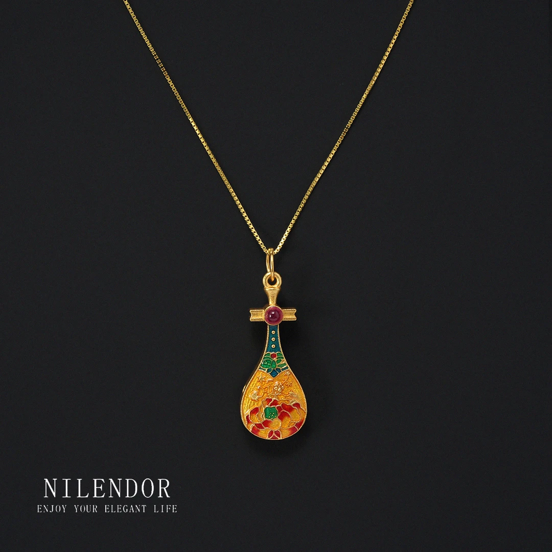 坠链均925银 XL-203古法民族风珐琅彩烧蓝百搭项链