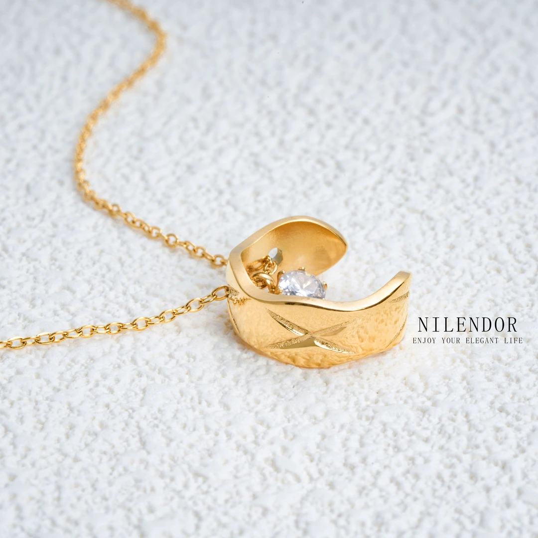 NILENDOR/昵兰 钛钢项链 XL-256气质百搭菱格水冰月小香风项链