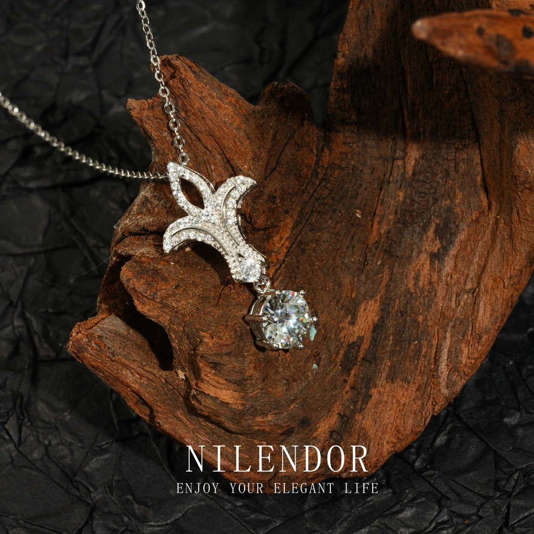 NILENDOR/昵兰 坠链均925银莫桑石 XL-332轻奢时尚皇冠庄园项链