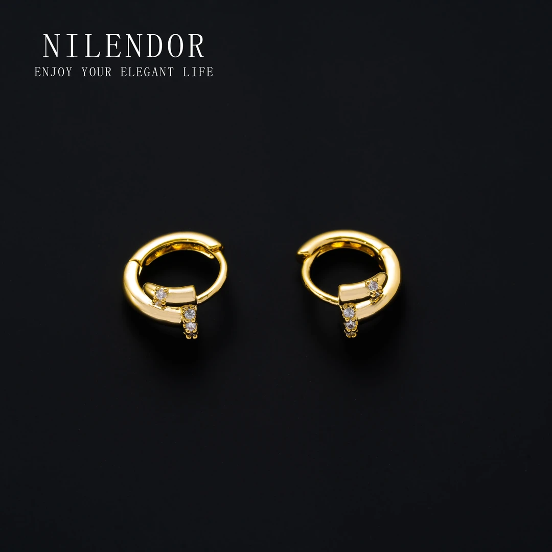 NILENDOR/昵兰 铜合金合成锆石耳饰 ES-62时尚百搭小巧钉子耳扣